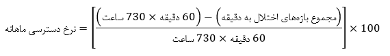 فرمول محاسبه نرخ دسترسی ماهانه (Monthly Uptime)